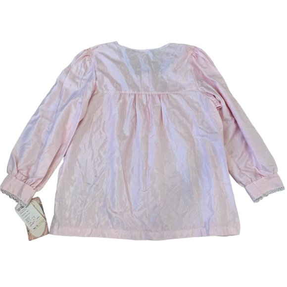 Barbizon Vintage Cuddleskin Pink Shiny Satin Pajama Top NWT Lace Neck Medium - Picture 2 of 7
